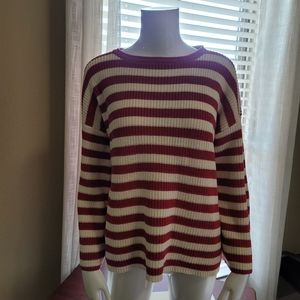 NWT Ralph Lauren women red and cream horizontal strip oversized sweater